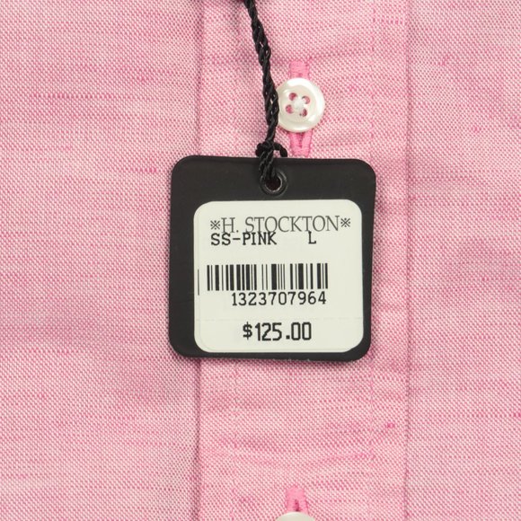 H Stockton Pink Slub Linen Short Sleeve Shirt - Picture 5 of 6